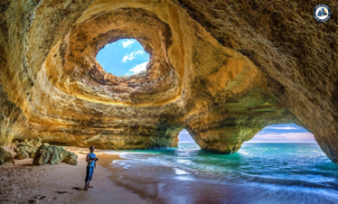 Benagil Sea Cave with sunlight streaming through the skylight – Discover Portugal's History and Live the Legend! | PORTUGALTRIPGUIDES